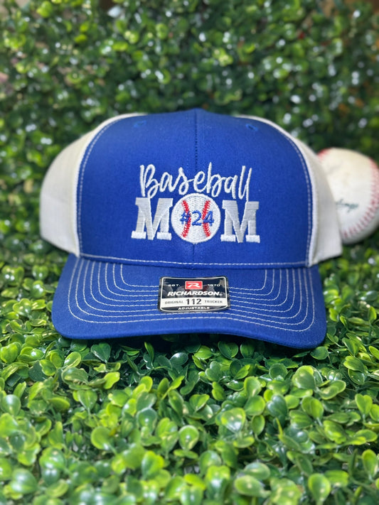 Baseball Mom Embroider Hat With Personalized Number
