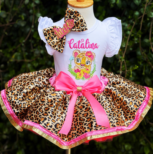 Cheetah Birthday Outfit, custom Tutus, pink